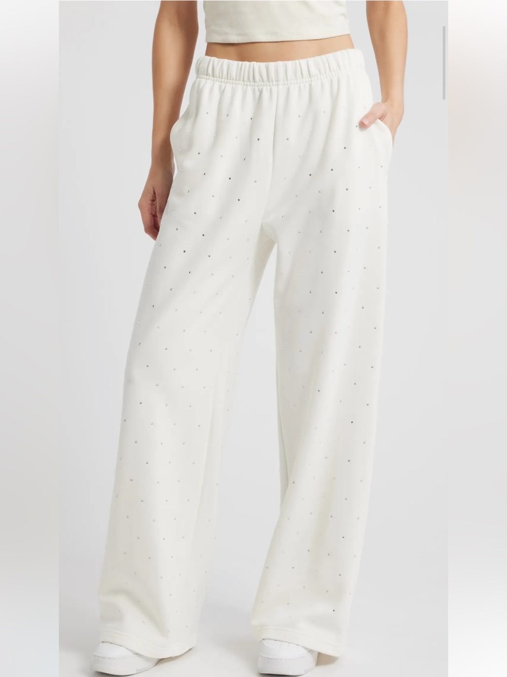 Good American Crystal Wide Leg Sweatpants NWT size Large